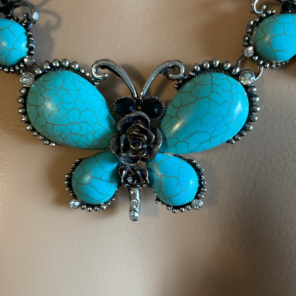 Lilylin Designs Turquoise Blue Butterfly Necklace - Picture 3 of 5
